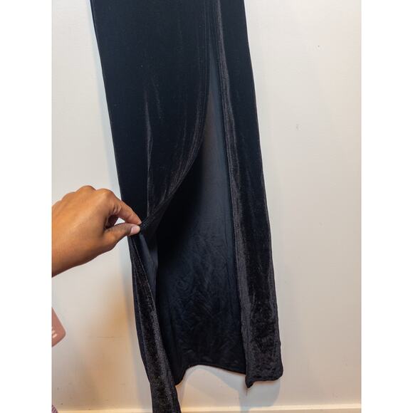 Lucy In The Sky Giana Black Velvet Maxi Dress Small - Picture 6 of 9